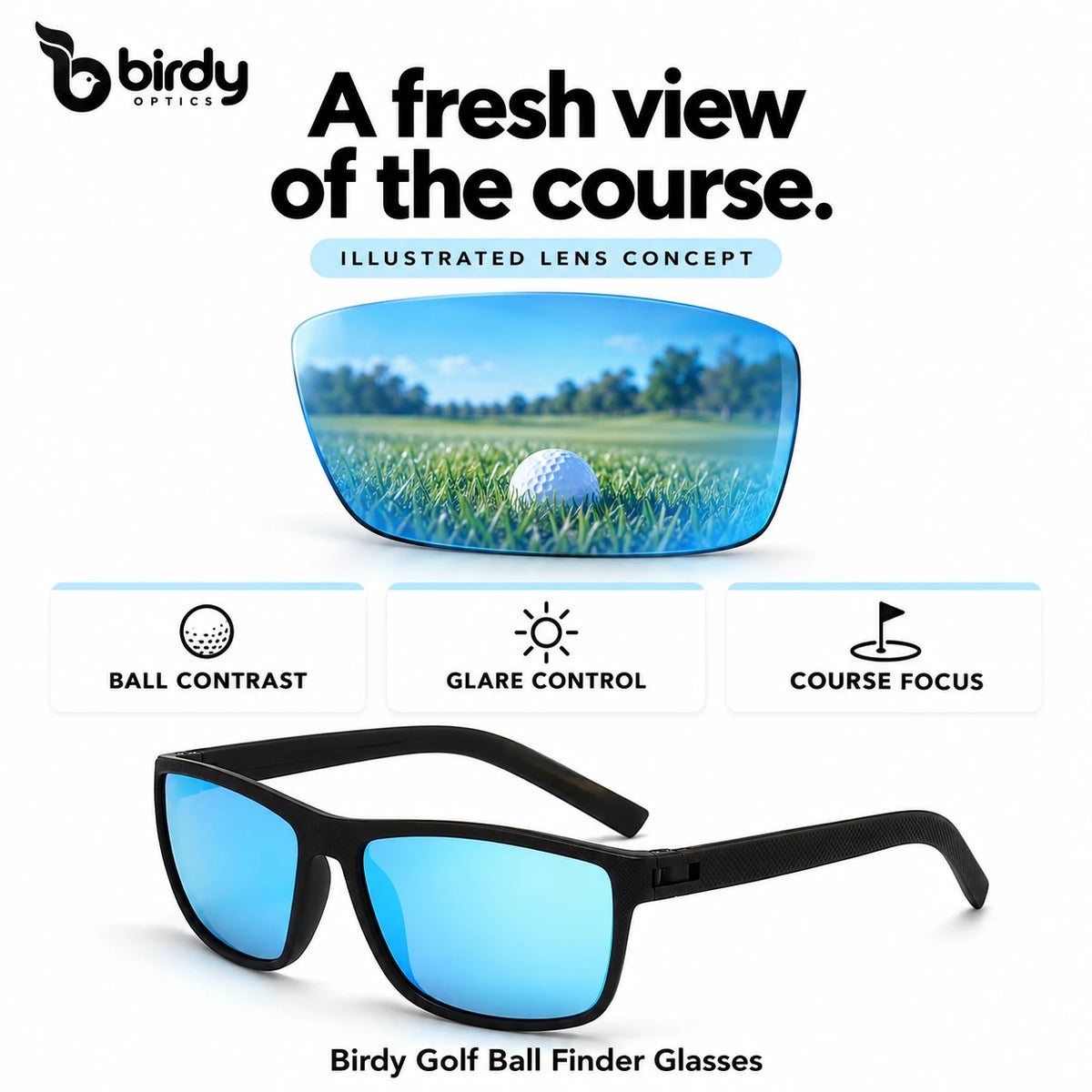Birdy Ice Blue lens design illustration