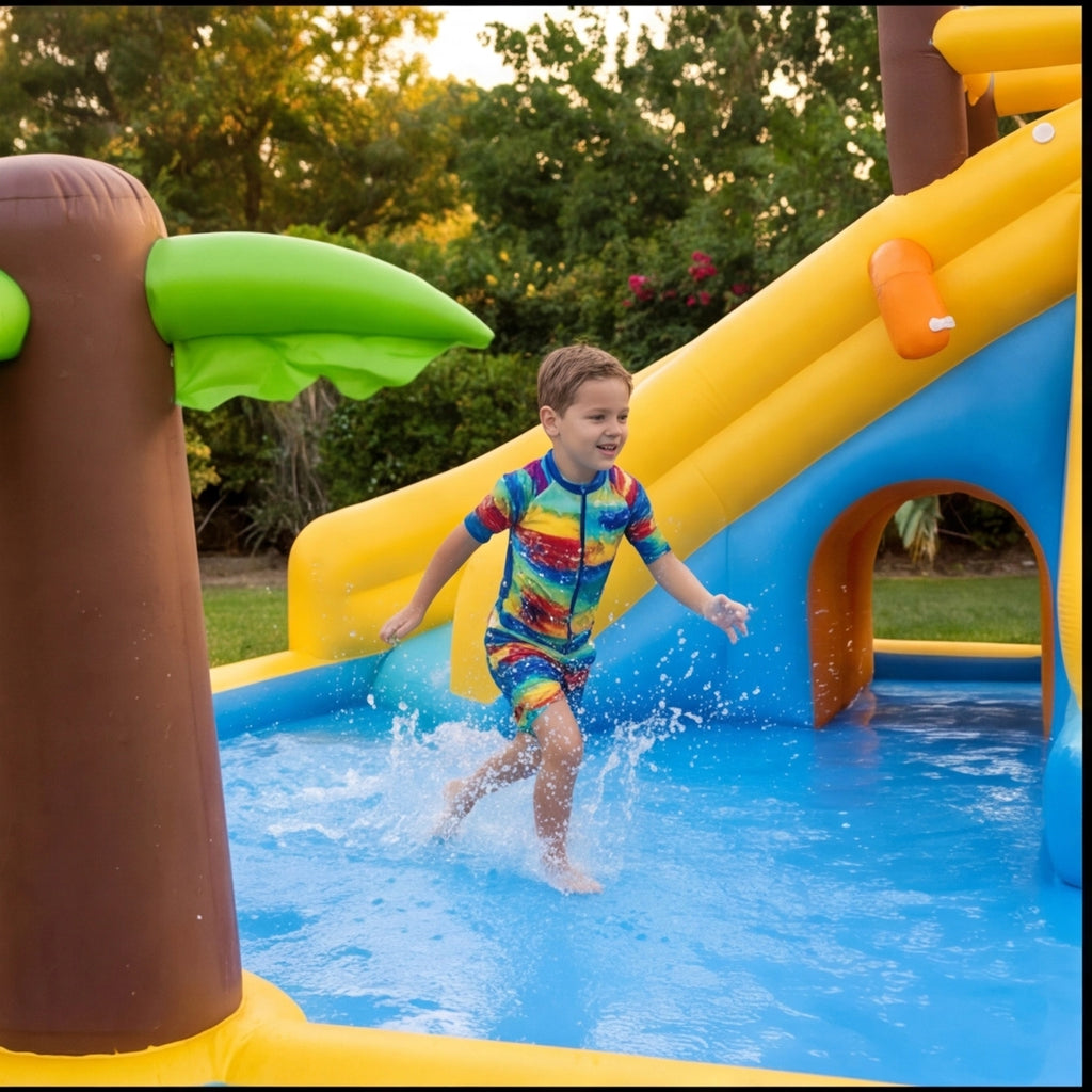 JumpJoy Tropical Splash Park™ – Inflatable Water Slide Bounce House