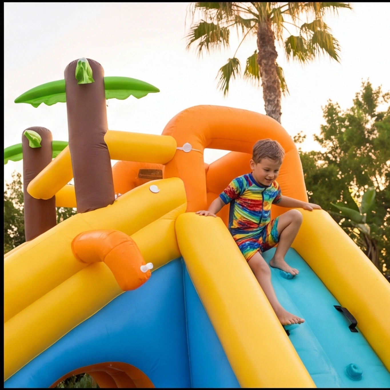 JumpJoy Tropical Splash Park™ – Inflatable Water Slide Bounce House