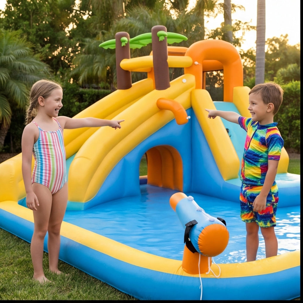JumpJoy Tropical Splash Park™ – Inflatable Water Slide Bounce House