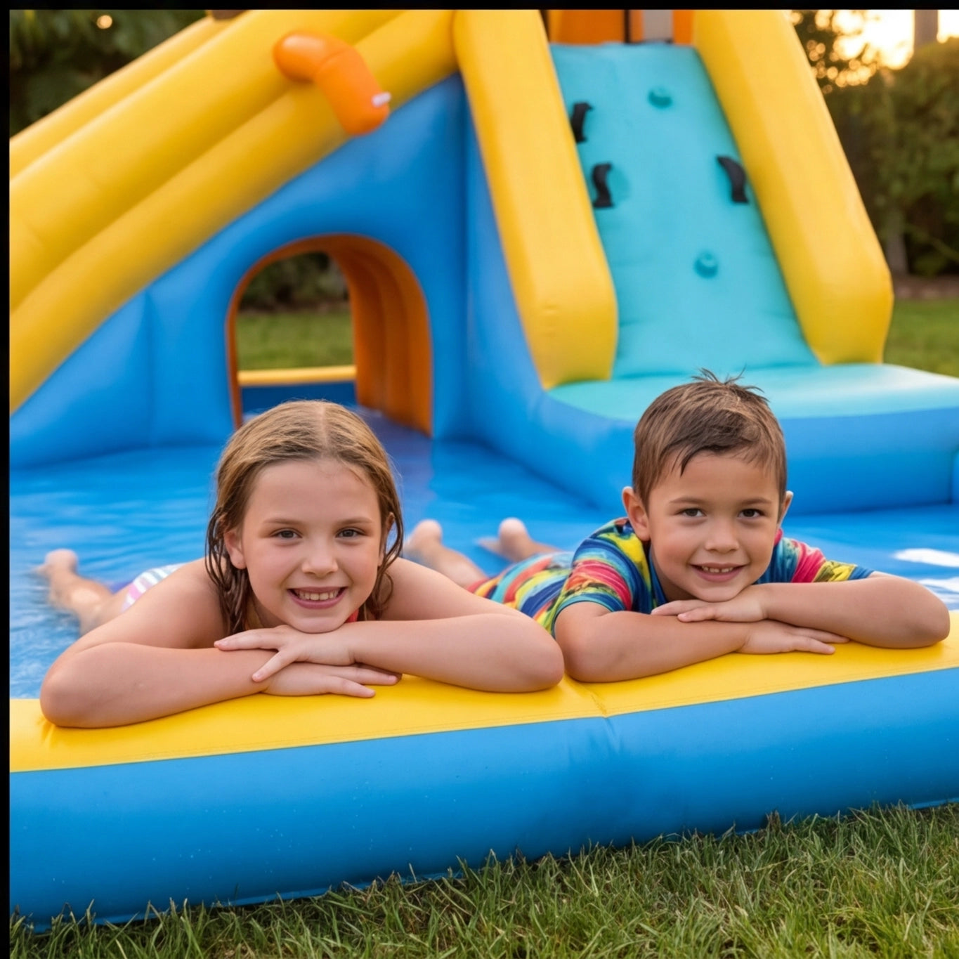 JumpJoy Tropical Splash Park™ – Inflatable Water Slide Bounce House