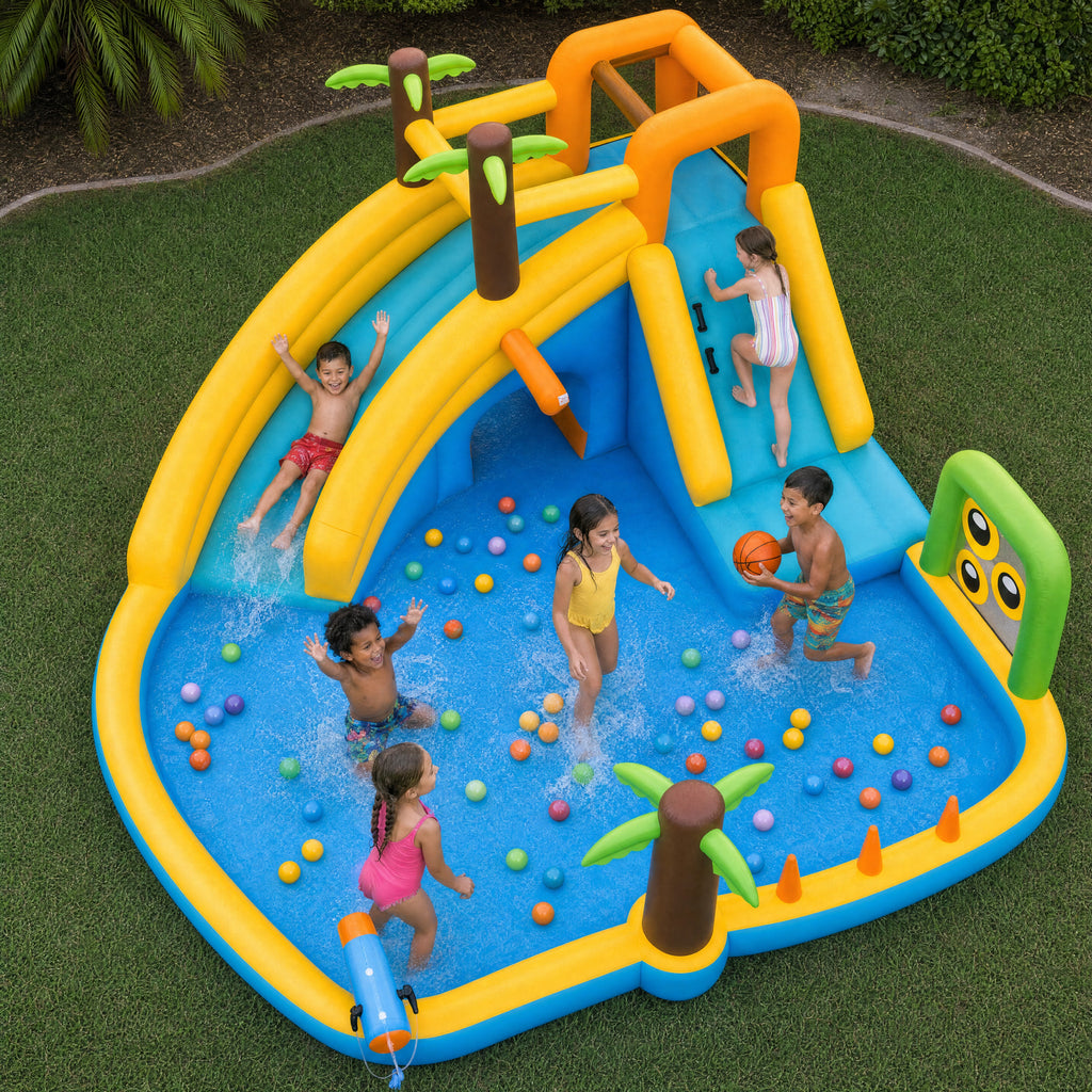 JumpJoy Tropical Splash Park™ – Inflatable Water Slide Bounce House